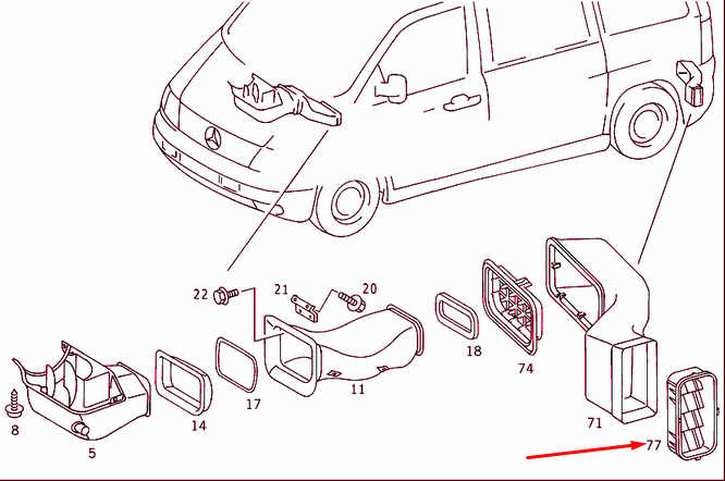 NEW MERCEDES-BENZ VITO W638 REAR AIR OUTLET FLAP A9018300042 ORIGINAL