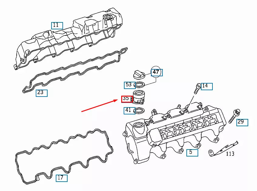 NEW MERCEDES-BENZ ML W163 OIL FILLER NECK A1120100064 ORIGINAL