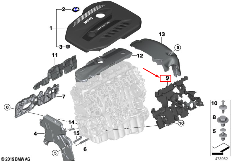 new bmw x5 g05 m50dx engine block heat insulation 11148575720 original