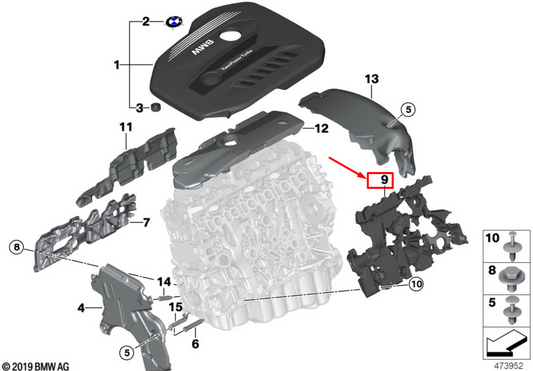 new bmw x5 g05 m50dx engine block heat insulation 11148575720 original
