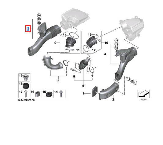 new bmw x5 g05 engine intake air tube right 13718689752 8689752 original