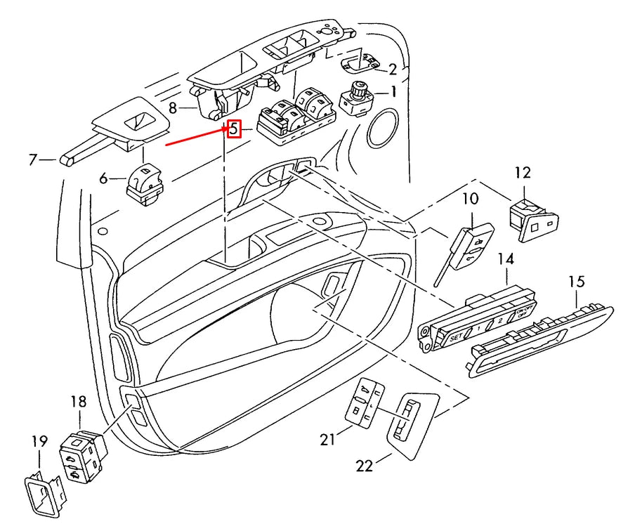 NEW AUDI A3 8PA SPORTBACK CHROME MASTER WINDOW SWITCH 4F0959851H5PR