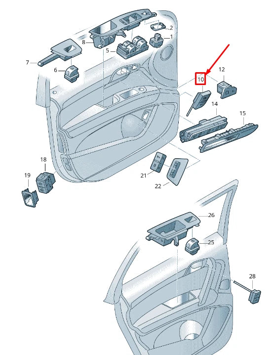 NEW AUDI Q7 4L FRONT RIGHT CENTRAL LOCKING SWITCH RHD 4L2962108B5PR ORIGINAL