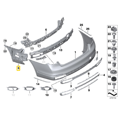 new bmw 7 g11 rear bumper left bracket mount 51127357147 7357147 original