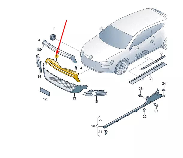 NEW VW SCIROCCO MK3 FRONT RADIATOR GRILLE 1K8853653B9B9 ORIGINAL