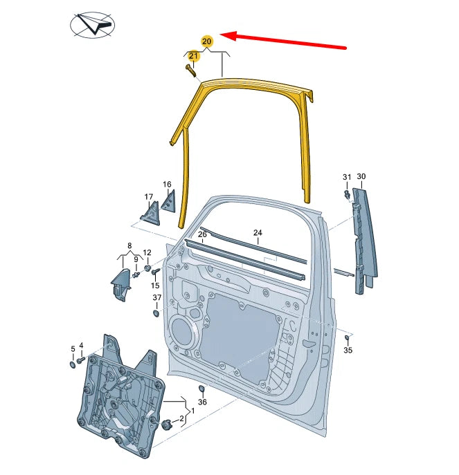 NEW VOLKSWAGEN ID.3 E11 FRONT LEFT DOOR WINDOW GUIDE 10A837439B ORIGINAL
