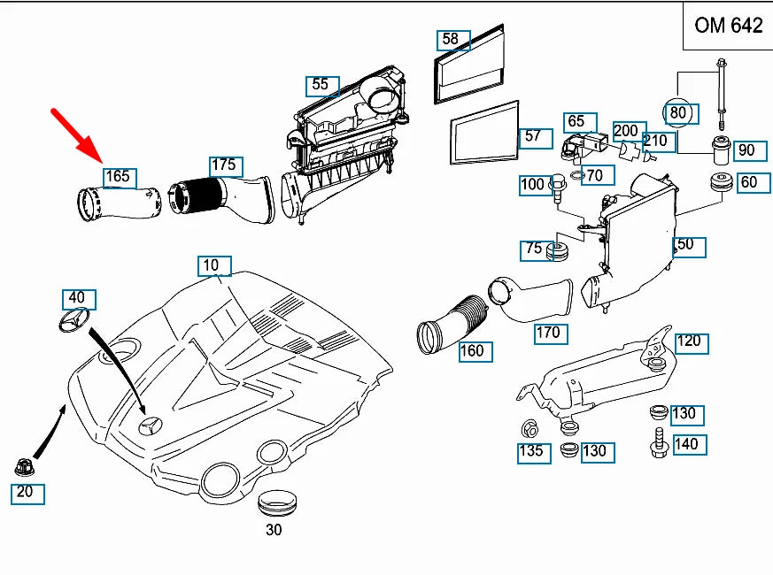 NEW MERCEDES-BENZ GL-CLASS X164 AIR INTAKE HOSE A1645051861