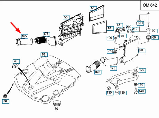 NEW MERCEDES-BENZ GL-CLASS X164 AIR INTAKE HOSE A1645051861