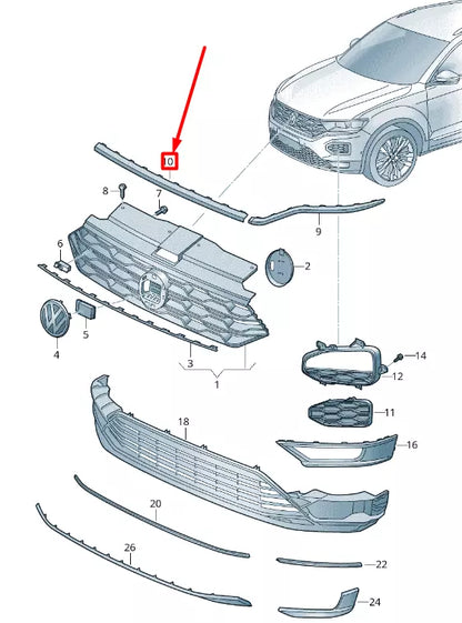 NEW VOLKSWAGEN T-ROC A11 FRONT CENTER BUMPER MOLDING 2GA8531012ZZ
