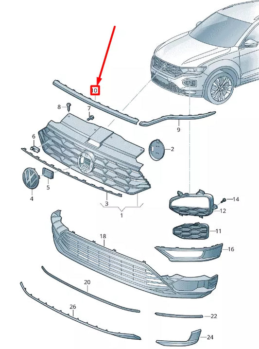 NEW VOLKSWAGEN T-ROC A11 FRONT CENTER BUMPER MOLDING 2GA8531012ZZ