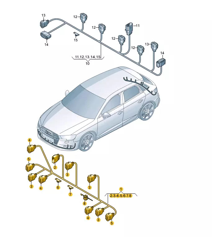 NEW AUDI A3 S3 8V FRONT BUMPER PDC WIRING HARNESS LOOM 8V0971085S ORIGINAL