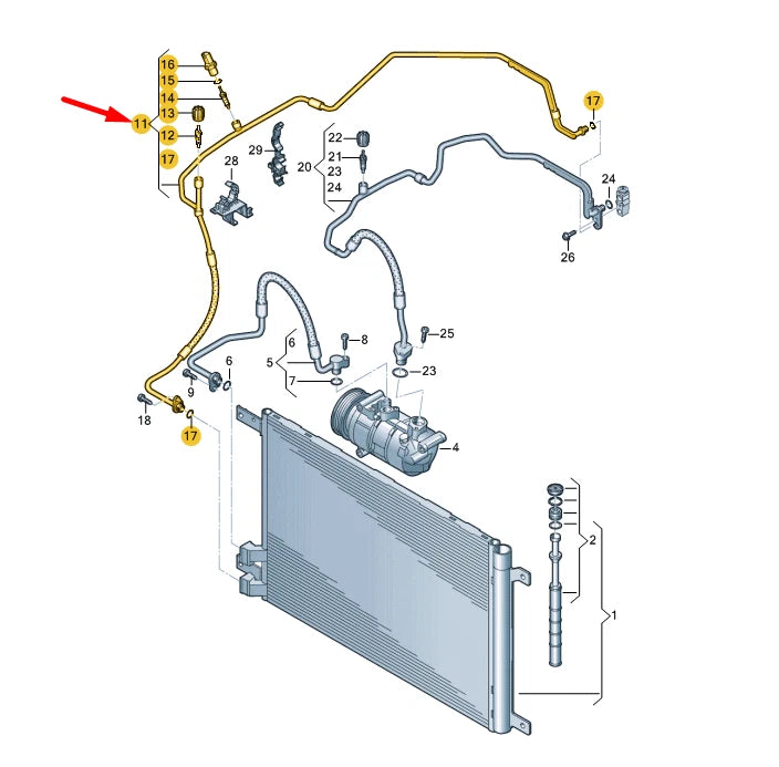 NEW VOLKSWAGEN T-CROSS C11 REFRIGERANT LINE LHD 2Q1816741M ORIGINAL