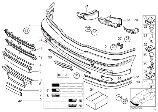 new bmw 5 e39 2.5i front bumper tow hook cover 51118212527 original