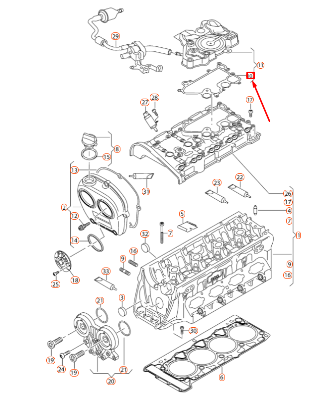 new audi a1 mk1 8x oil separator seal 06k103484f original