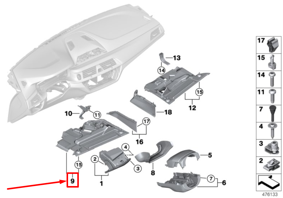 new bmw 5 g31 front right lower footwell trim panel 51459329537 9329537 original