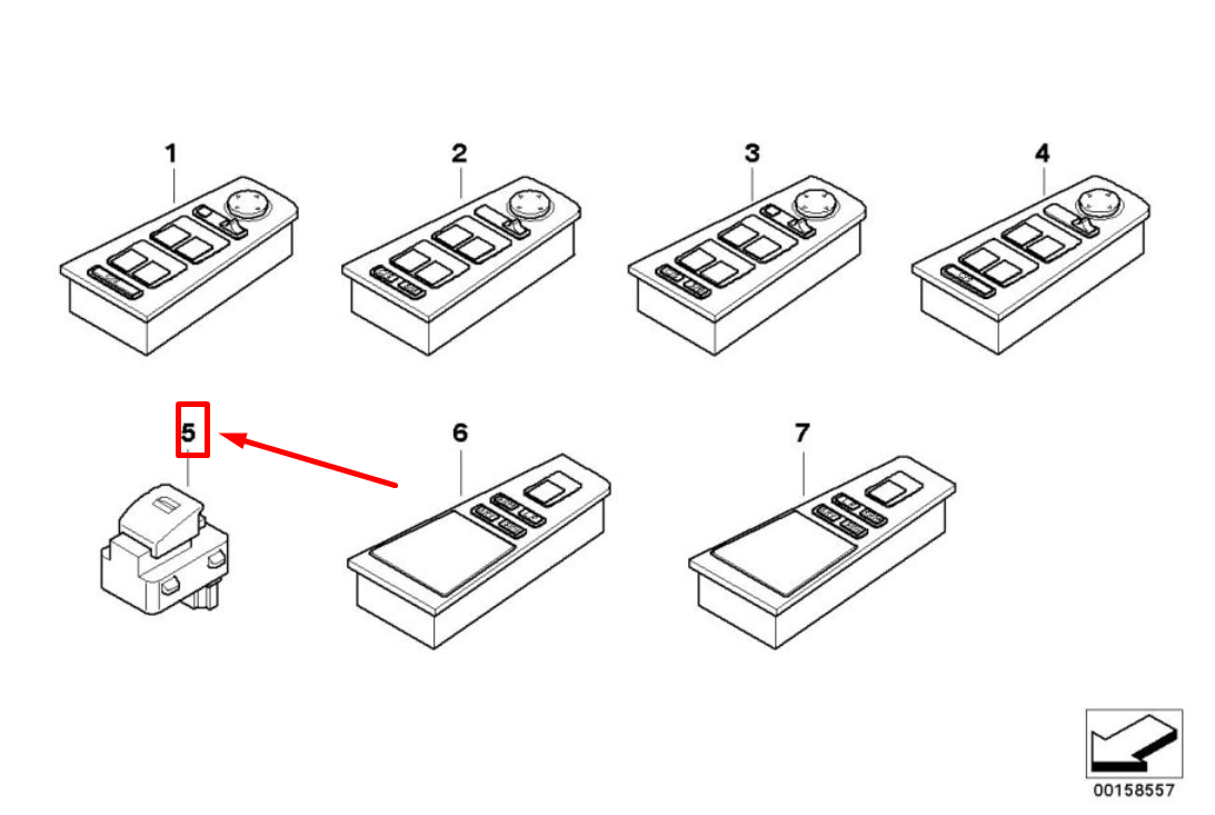 new bmw 7 e65,e66,e67 door window controls switch 61318379597 8379597 original
