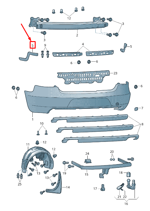 new skoda superb mk2 3t rear left bumper guide profile 3t5807393 original