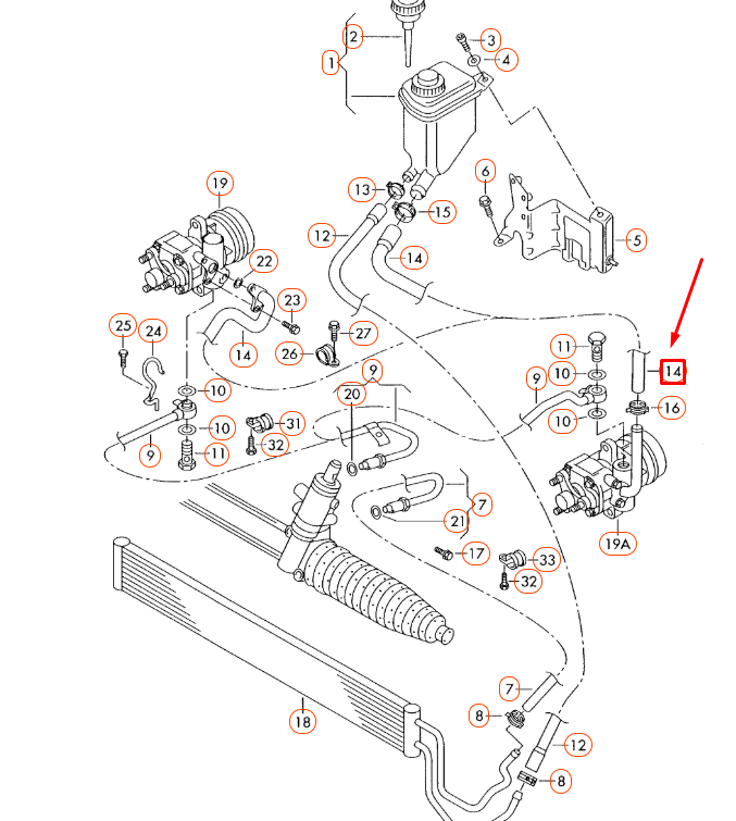 NEW VOLKSWAGEN TOUAREG 7L POWER STEERING INTAKE HOSE 7L6422889AB ORIGINAL