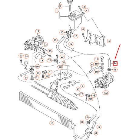 NEW VOLKSWAGEN TOUAREG 7L POWER STEERING INTAKE HOSE 7L6422889AB ORIGINAL
