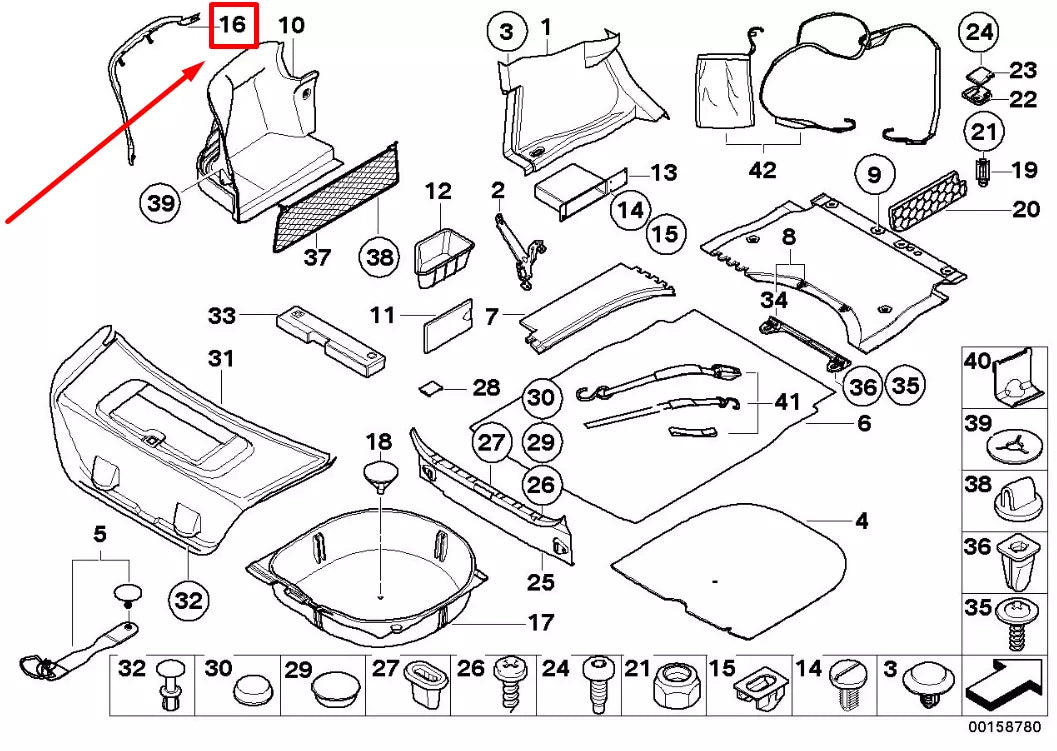 NEW BMW 5 E60 RIGHT TRUNK FLOOR PAD 7060046 51477060046 ORIGINAL