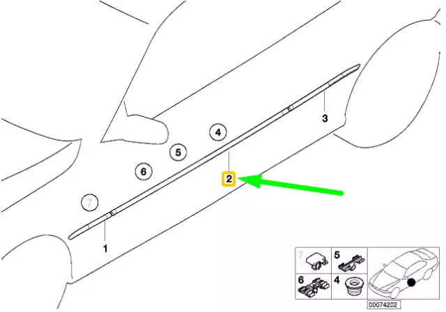 NEW BMW 3 COUPE E46 FRONT RIGHT DOOR MOLDING 7001044 51137001044 ORIGINAL