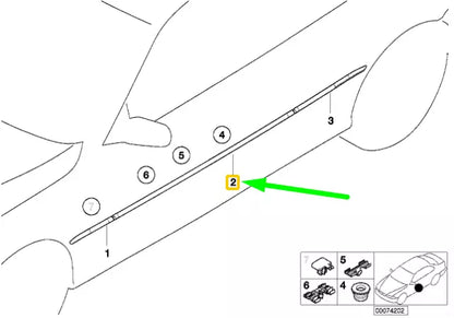 NEW BMW 3 COUPE E46 FRONT RIGHT DOOR MOLDING 7001044 51137001044 ORIGINAL