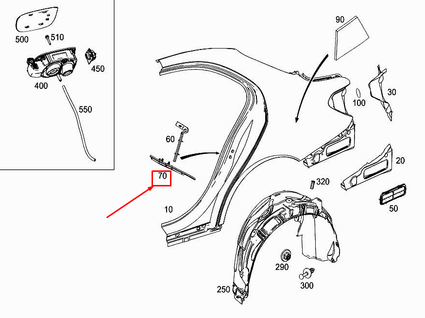 new mercedes-benz c w205 rear lh fender lock striker damping a2056802325