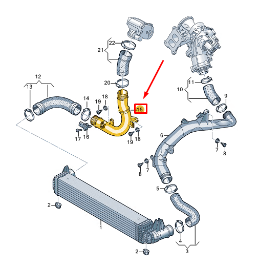 new audi a1 gb engine charge air tube 2q0145770a original