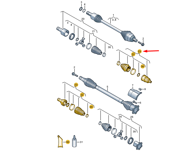 new cupra formentor front drive shaft outer joint assy 5q0498099 original