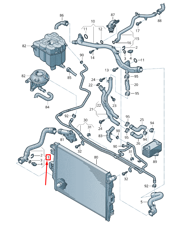new vw touareg 7p mk2 coolant return hose 7p0122051 original