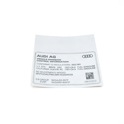 NEW AUDI A4 AVANT B9 EMISSION VALUE DATA PLATE 06M010533CE ORIGINAL