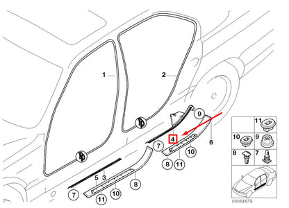 NEW BMW 7 E38 REAR RIGHT DOOR TRIM SILL PLATE INSERT 8174532 51478174532