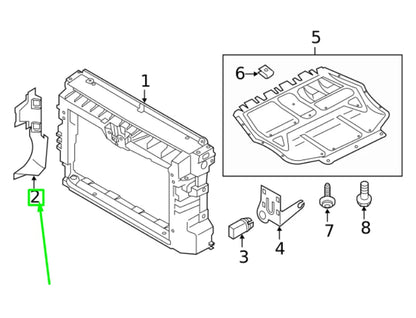 NEW VOLKSWAGEN PASSAT B8 LEFT SIDE RADIATOR AIR DEFLECTOR 561121283D ORIGINAL