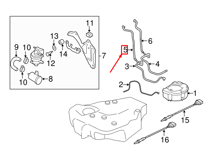 NEW AUDI A3 SPORTBACK 8P UPPER LEAK DETECTION PUMP TUBE 1K0201160BC ORIGINAL