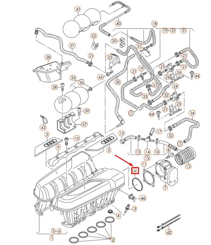 NEW AUDI R8 42 THROTTLE BODY GASKET SEAL 07L133073F ORIGINAL