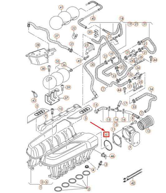 NEW AUDI R8 42 THROTTLE BODY GASKET SEAL 07L133073F ORIGINAL