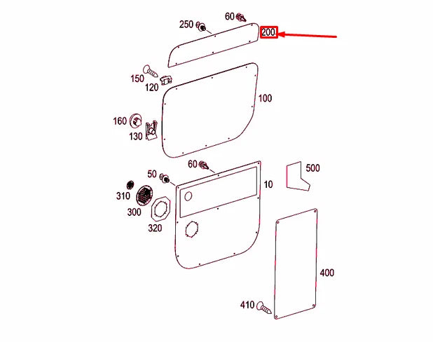 NEW MB SPRINTER 906 REAR RIGHT PANEL DOOR TOP TRIM A90673726717J69 ORIGINAL