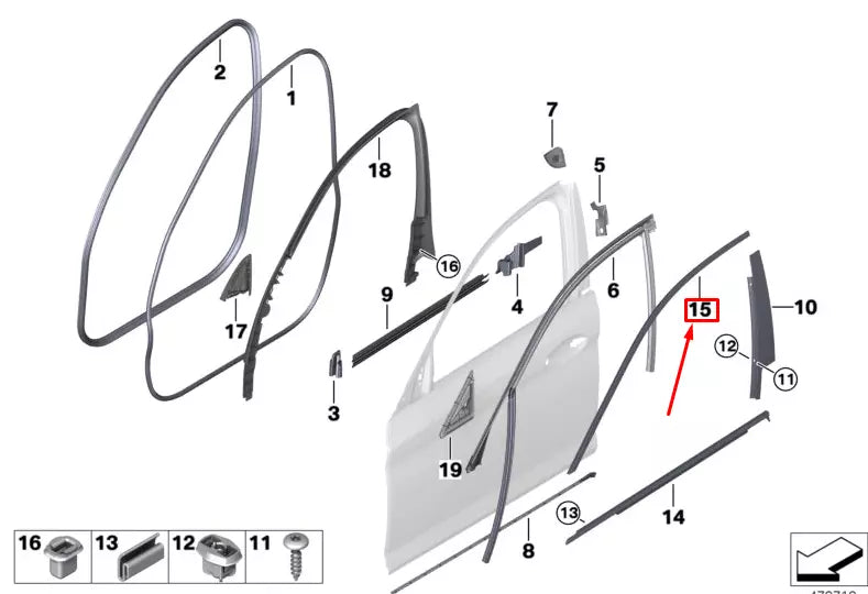 NEW BMW 5 G30 FRONT LEFT FRAME WINDOW TRIM MOLDING 51337390113 7390113 ORIGINAL