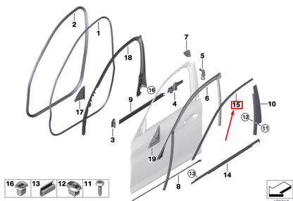 NEW BMW 5 G30 FRONT LEFT FRAME WINDOW TRIM MOLDING 51337390113 7390113 ORIGINAL