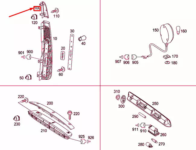 NEW MB VITO W447 REAR TAIL LAMP RIGHT TOP REFLECTOR A6398201964