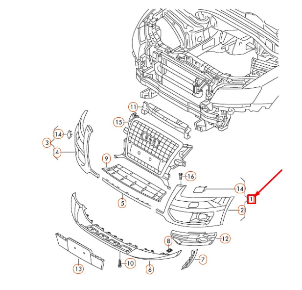 NEW AUDI Q5 8R FRONT BUMPER LEFT COVER 8R0807107GRU ORIGINAL