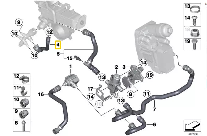 NEW BMW 5 F10 ENGINE WATER COOLANT HOSE 11538511761 8511761 ORIGINAL