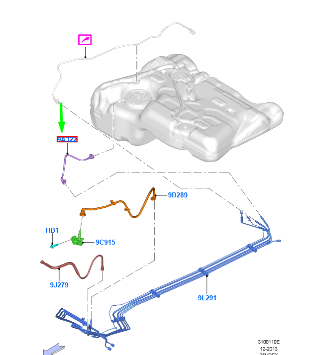 new ford kuga mk2 c520 fuel pipe tube assy cv61-9a322-cc 1868467 original