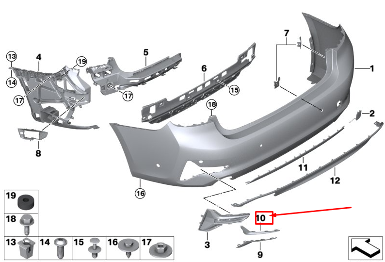 new bmw 3 g20 rear left bumper upper blade trim 51127488349 original