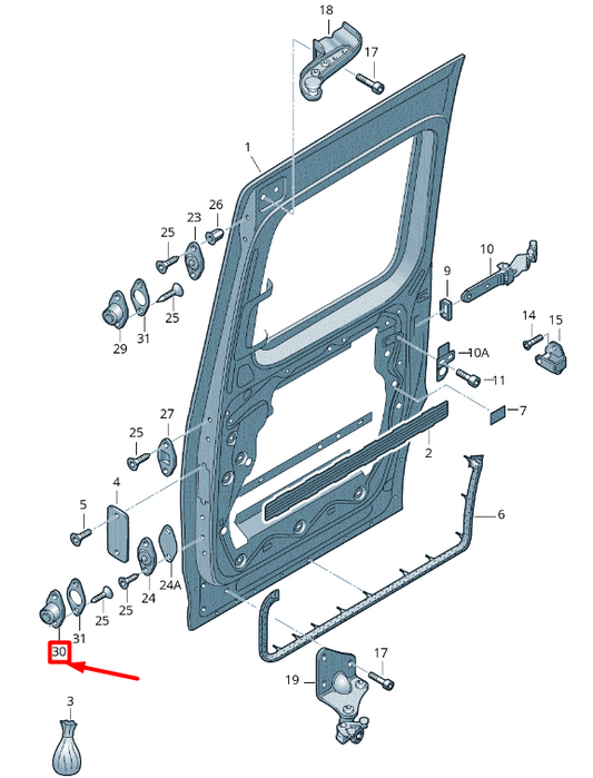 new volkswagen caddy 2k mk3 sliding door lower catch plate 2k0843639h original