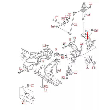 NEW AUDI A1 8X FRONT RIGHT SIDE WHEEL KNUCLE SPINDLE 6C0407256 ORIGINAL