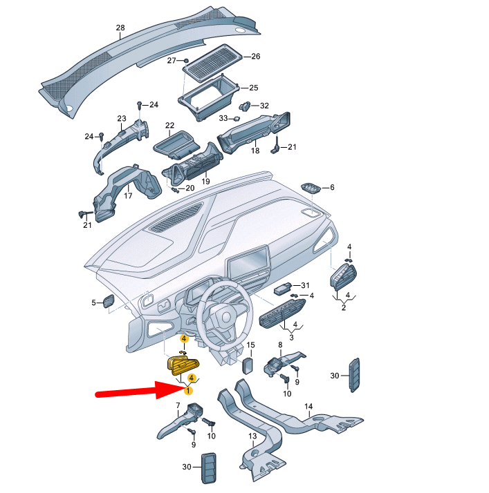 NEW VOLKSWAGEN ID.3 E11 DASHBOARD LEFT AIR VENT 10A819703GNT ORIGINAL