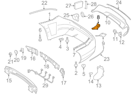 NEW MERCEDES-BENZ C W204 AMG REAR BUMPER RIGHT SIDE BRACKET A2048854514 ORIGINAL