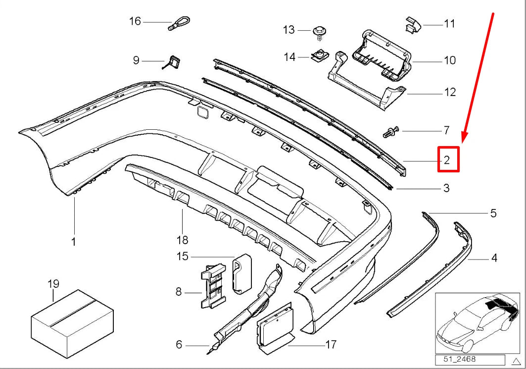 NEW BMW 5 E39 REAR BUMPER GUARD 51128205246 8205246 ORIGINAL