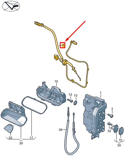 new vw id.4 e21 front right inner door lock cable 11a972296d original